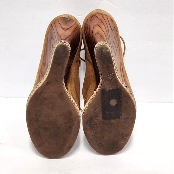 Tory‎ Burch Raya Suede Lace Up Wedges Sandals - Picture 10 of 11